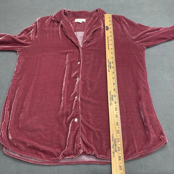Velvet Graham Spencer Viscose Silk Long Sleeve Button Down L Pink Soft Cozy - Picture 9 of 13
